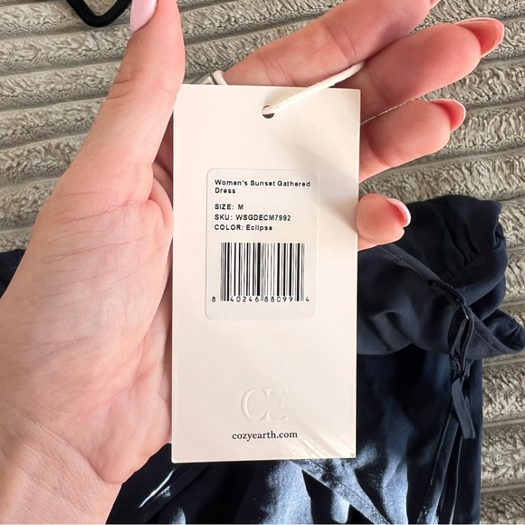 Cozy Earth Women's Sunset Gathered Dress New With Tags- Shade Eclipse- M - Picture 14 of 15